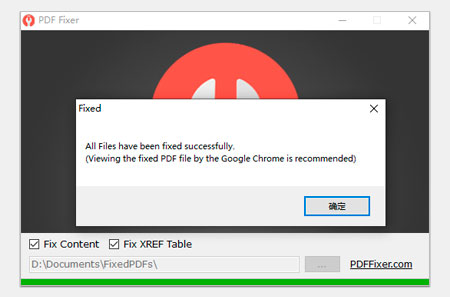 PDF Fixer repaired the PDF successfully